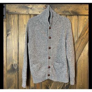 J Crew Gray Flecked Grandpa Pocketed Cardigan Sweater